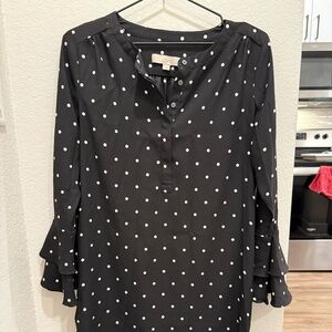 Small Petite Polka Dot Bell Sleeve Loft Dress